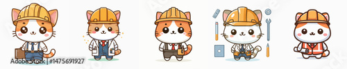 cute cat vector in architect costume