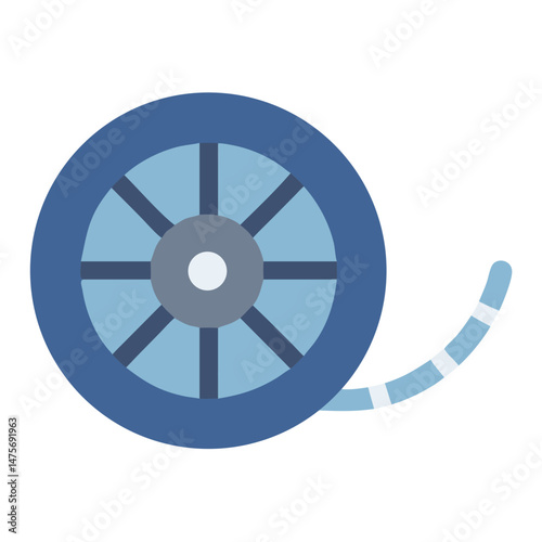 Simple blue film reel icon with black background