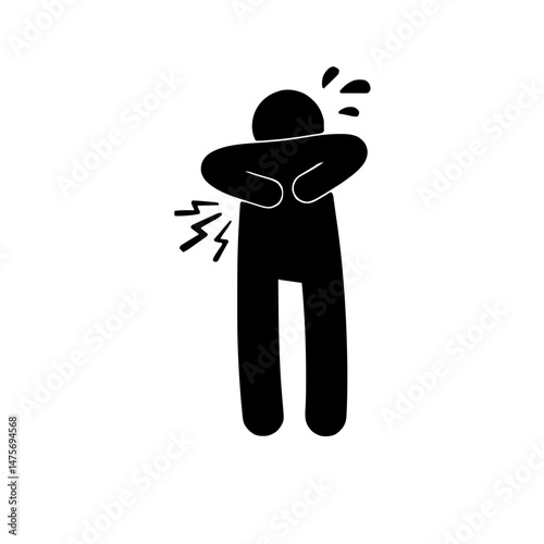 Silhouette of a person with symptoms of back pain 