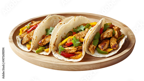 Obraz na płótnie chicken fajita food on wooden plate isolated on white or transparent png
w salonie