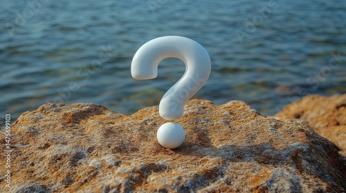 Question mark on rock
