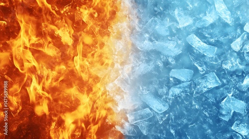 Contrasting flames and ice, a visual representation of opposing elements.