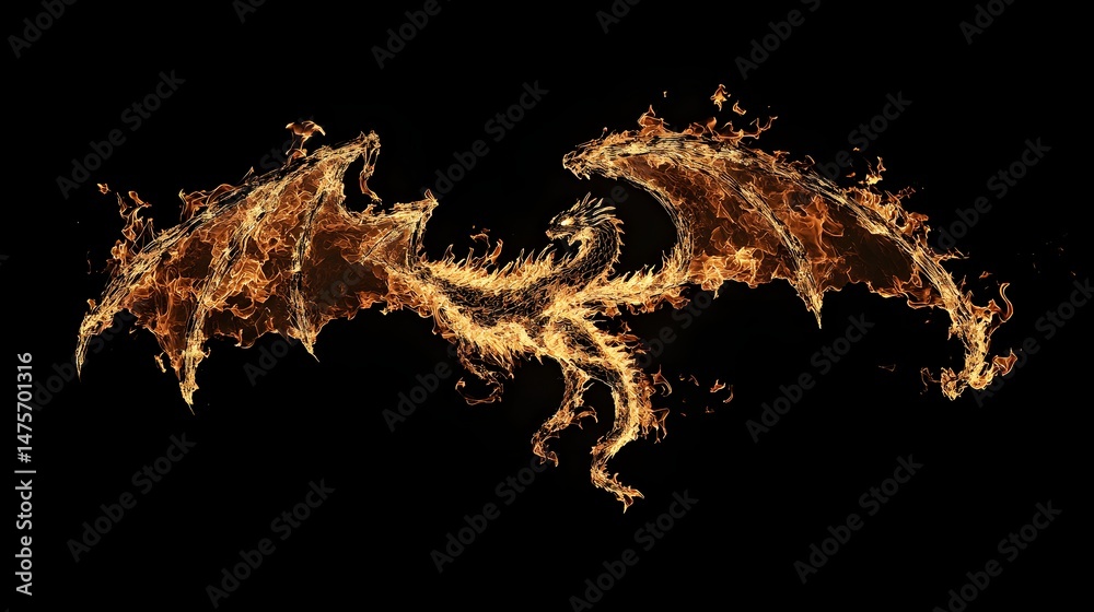 Obraz premium Fiery creature of flames, a digital illustration.