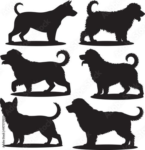Loyal Dog Sitting Silhouette

Playful Puppy Running Vector

Dog with Paw Up Silhouette Scene

Alert Guard Dog Vector Design

Dog and Owner Walking Silhouette