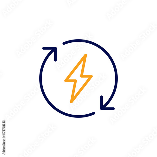 Energy icon. Lightning bolt icon. Renew energy icon. Recycle energy icon. 