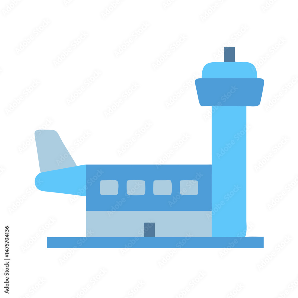 Simple flat airport building with control tower vector illustration Simple flat airport building with control tower vector illustration