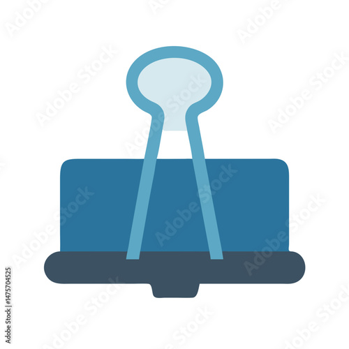 Blue binder clip illustration against a black background studio