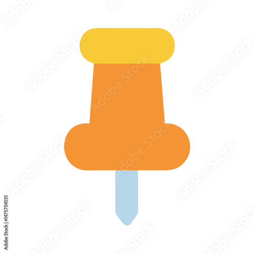 Stylized pushpin in bright colors against black background