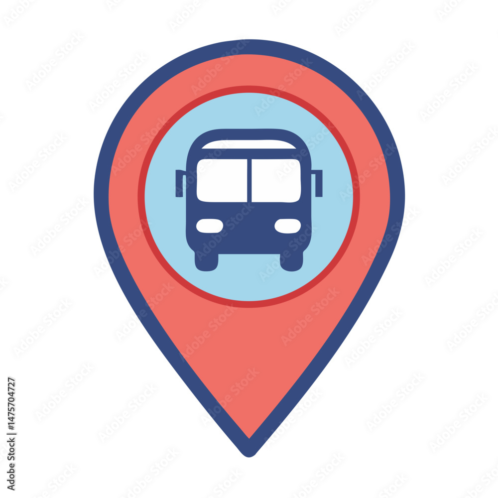 Bus station location marker icon on black background Bus station location marker icon on black background