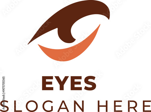 Realistic Human Eye Illustration Framed by Dark Chestnut Cross Marks on Clean White Background