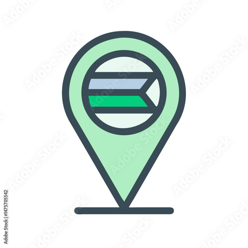 Minimalist location pin icon with geometric center design