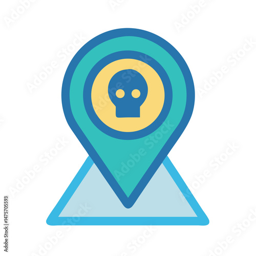 Location pin with skull icon flat illustration design