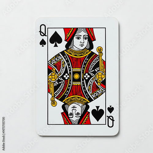 Queen of Spades Playing Card with Intricate Details and Design
