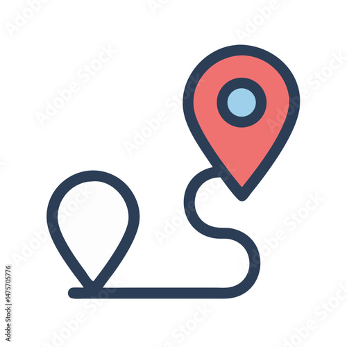 Vector illustration showing path with map pins and black background