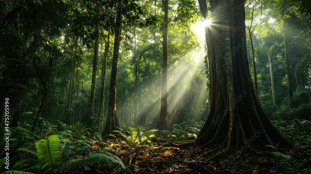 Obraz premium Sunlight in rainforest