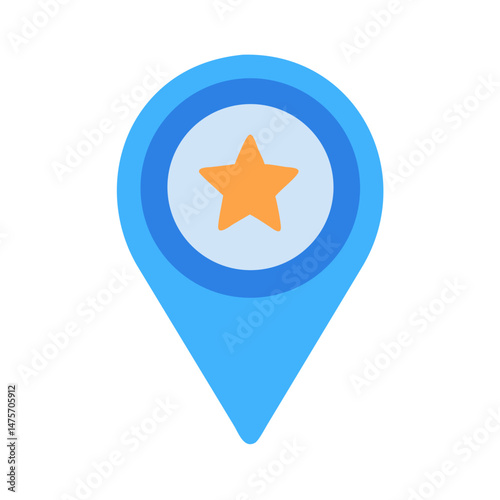 Blue location pin icon with a orange star