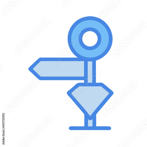 Stylized direction sign against black background offering directional guidance