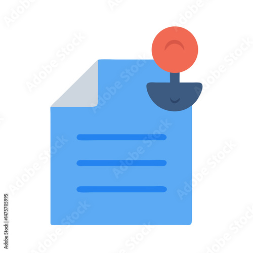 Document and tack icon represents work tasks and tracking