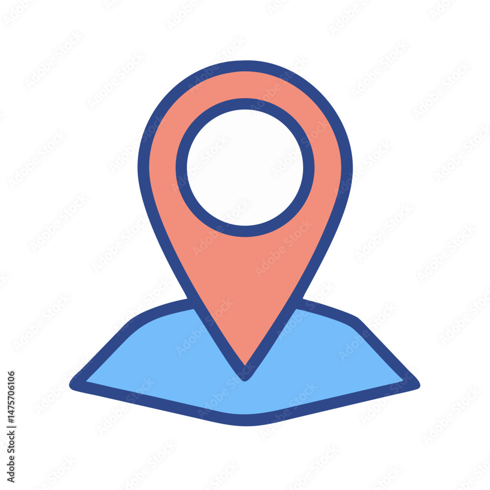 Stylized location pin icon with terrain on a black background Stylized location pin icon with terrain on a black background