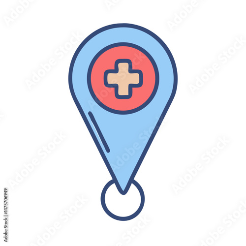 Medical location icon indicating healthcare facility location, health concept