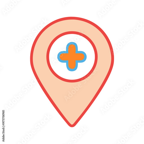 Vector medical pin icon for healthcare location concept