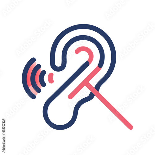 Hearing health vector icon with hearing aid concept
