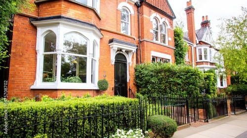 Charming Red Brick Townhouse with Bay Windows and Garden View
