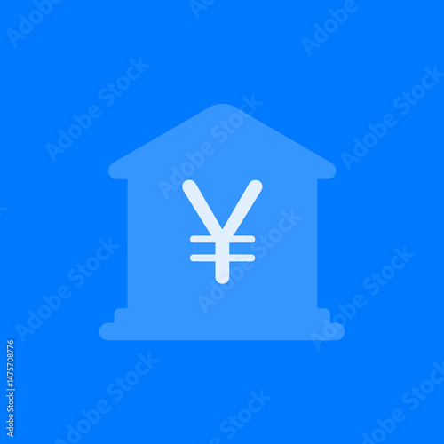 Yen Sign Bank Building Filled Icon