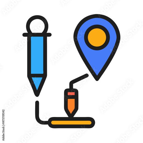 Location pinpoint with drawing tools for digital illustration design