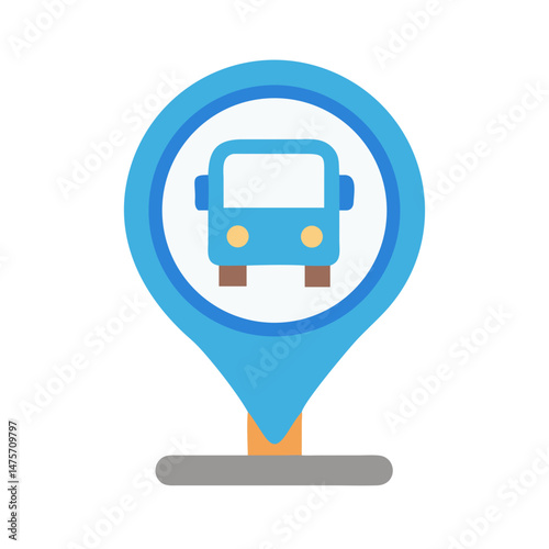 Bus stop location pin illustration on a black background