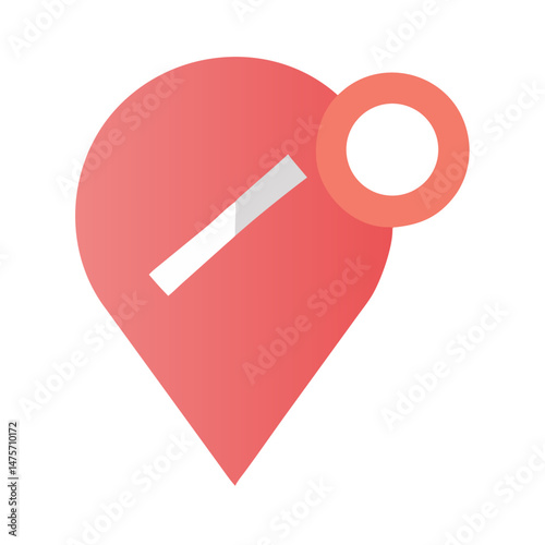 Isolated location pin icon with restriction notification symbol
