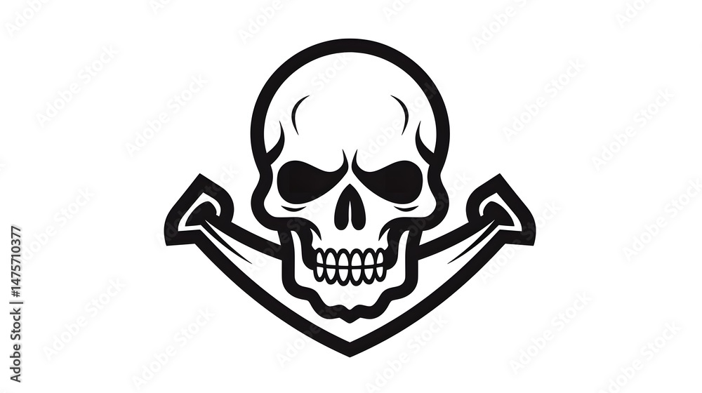 Vector Death Danger Symbol with Line Skull and Bones Illustration Vector Death Danger Symbol with Line Skull and Bones Illustration