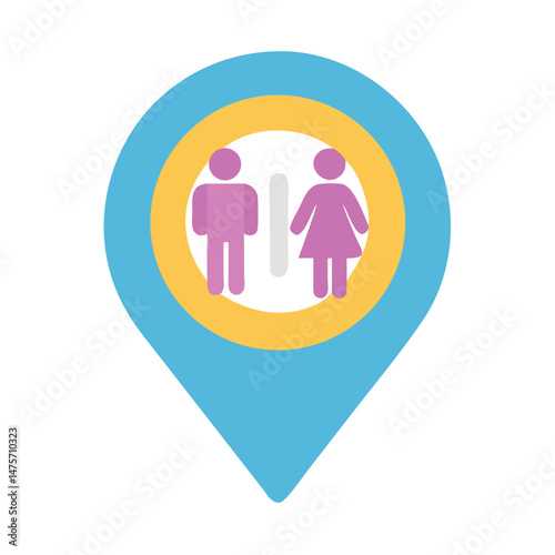Restroom location icon depicting male and female symbols