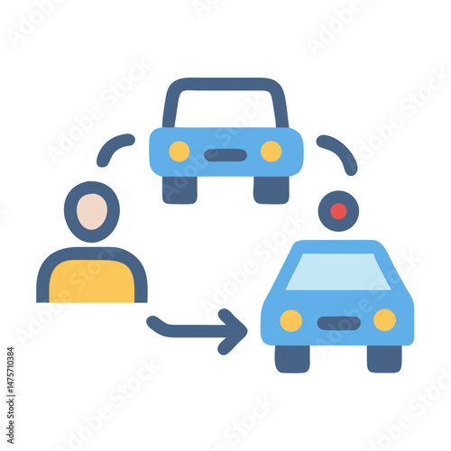 Car sharing with the driver shown as an icon