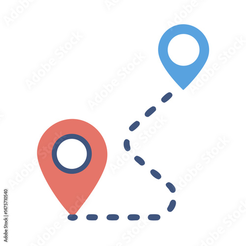 Simple two map pointers and dotted route illustration
