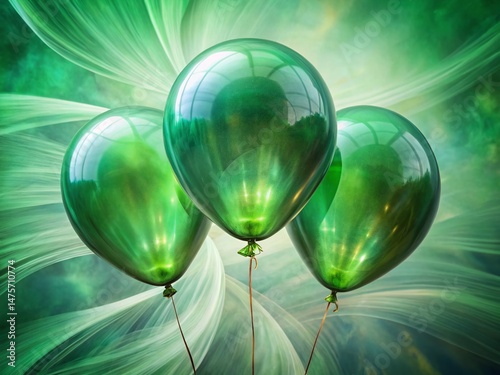 Double Exposure: Green Balloons, Abstract Art, Surreal Photography