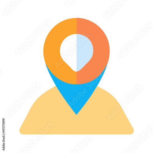 Location pin icon with city map, flat design style