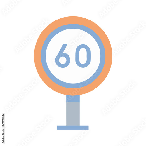Simple illustration of a speed limit sign sixty