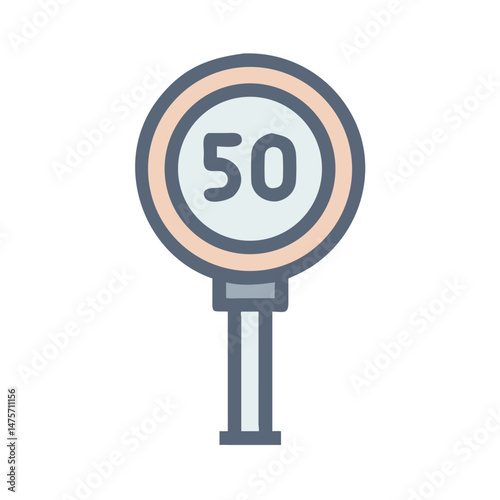 Simple stylized sign showing speed limit of fifty units