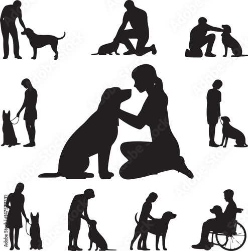 A striking black silhouette of a dog with a long tail sniffing the ground. It captures the simple, 
yet powerful, beauty of canine companionship. 