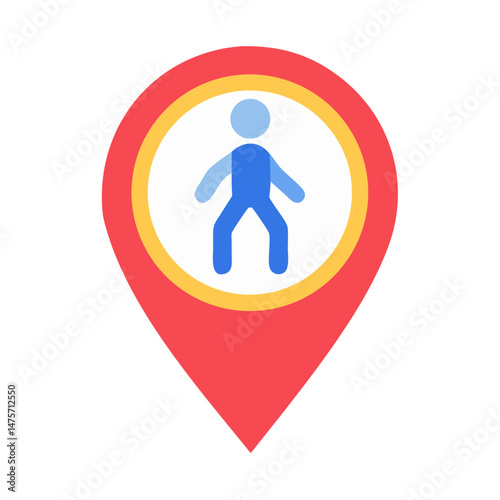 Stylized location pointer with walking figure in the center