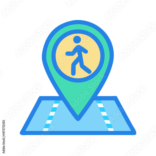 Walking route pin on map, finding walking location