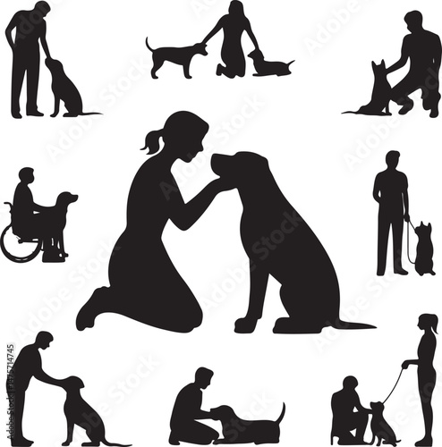 A striking black silhouette of a dog with a long tail sniffing the ground. It captures the simple, 
yet powerful, beauty of canine companionship. 