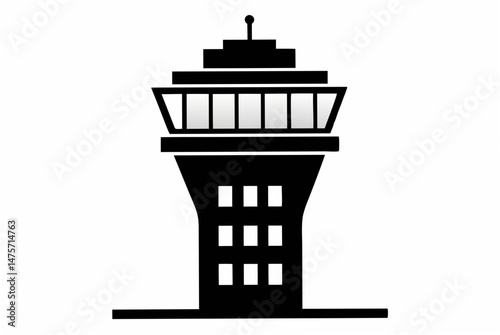 air traffic control tower silhouette vector