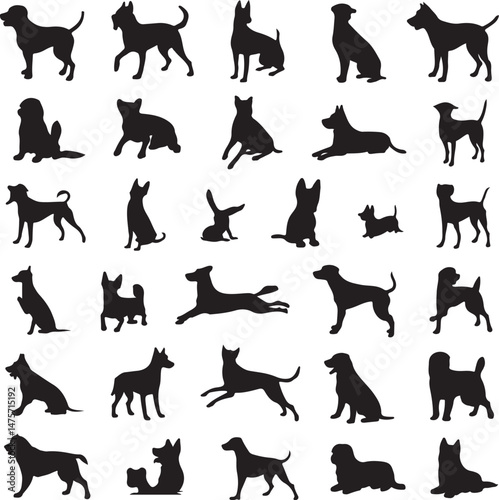 A striking black silhouette of a dog with a long tail sniffing the ground. It captures the simple, 
yet powerful, beauty of canine companionship. 