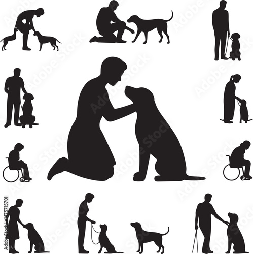 A striking black silhouette of a dog with a long tail sniffing the ground. It captures the simple, 
yet powerful, beauty of canine companionship. 