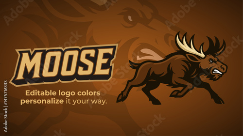 Running Moose Mascot Logo – Wild Animal Vector for Esports, Sports Teams, and Nature Branding
