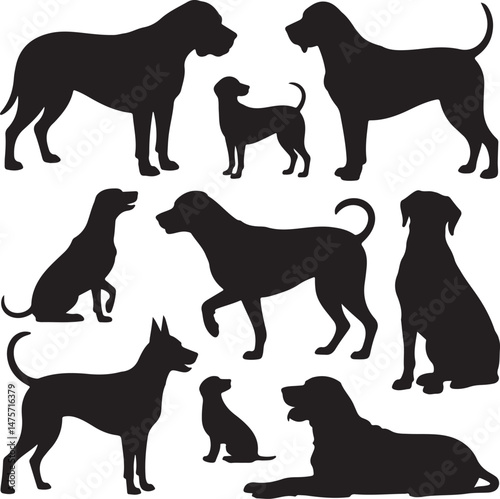 A striking black silhouette of a dog with a long tail sniffing the ground. It captures the simple, 
yet powerful, beauty of canine companionship. 
