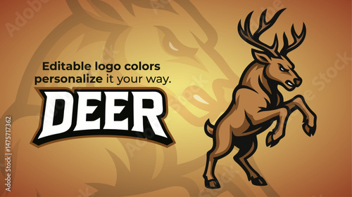 Standing Fierce Deer Mascot Logo – Aggressive Reindeer with Antlers for Sports and Esports Teams
