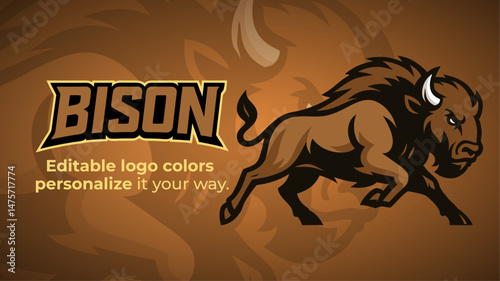 Charging Bison Mascot Logo – Dynamic Vector Illustration for Esports and Sports Teams
